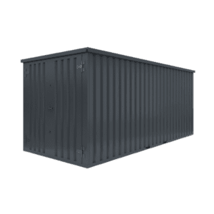 Storage-Tech Image: 16ft S-Series Storage Container (closed, side-angle, dark gray)