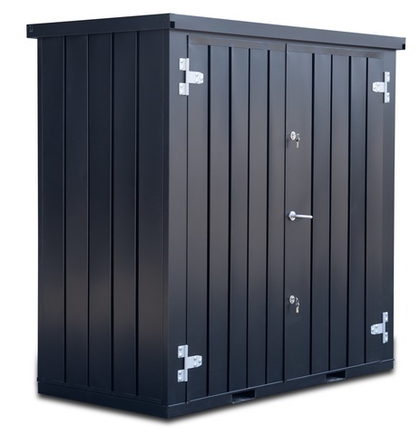 Storage-Tech Image: 10ft M Series Storage Container (closed, side-angle, dark gray)