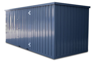 Storage-Tech Image: 20ft M Series Storage Container (closed, angle-side, grey)
