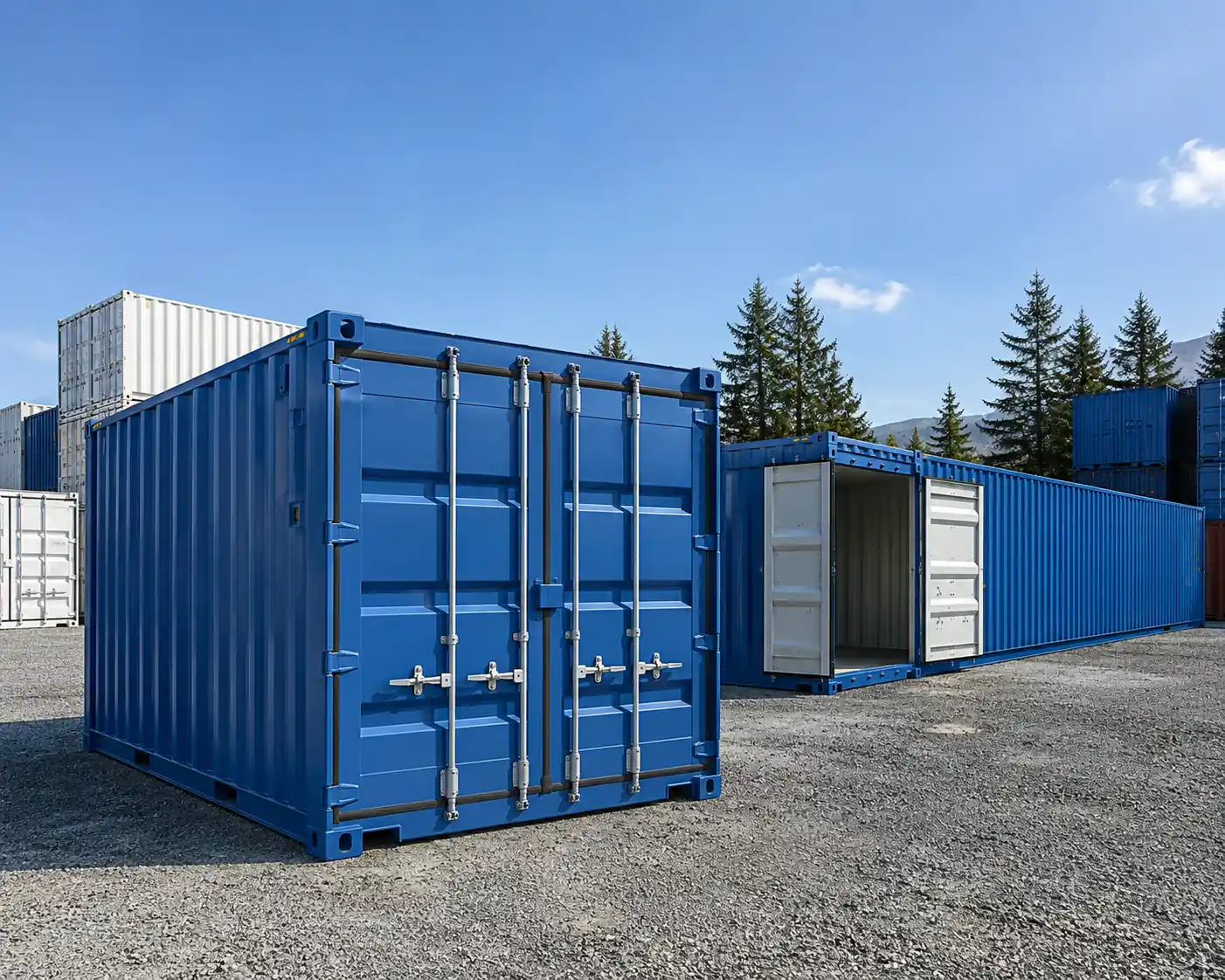 Shipping container positioned on a suitable delivery surface